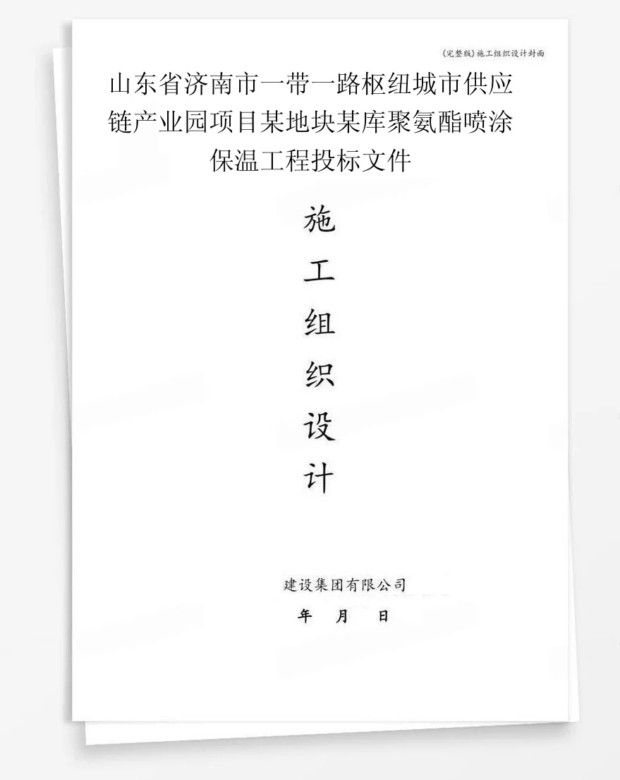 山东省济南市一带一路枢纽城市供应链产业园项目某地块某库聚氨酯喷涂保温工程投标文件 封面