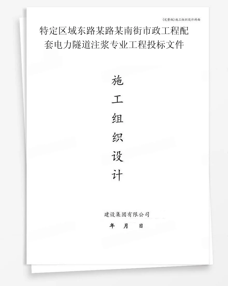 特定区域东路某路某南街市政工程配套电力隧道注浆专业工程投标文件 封面