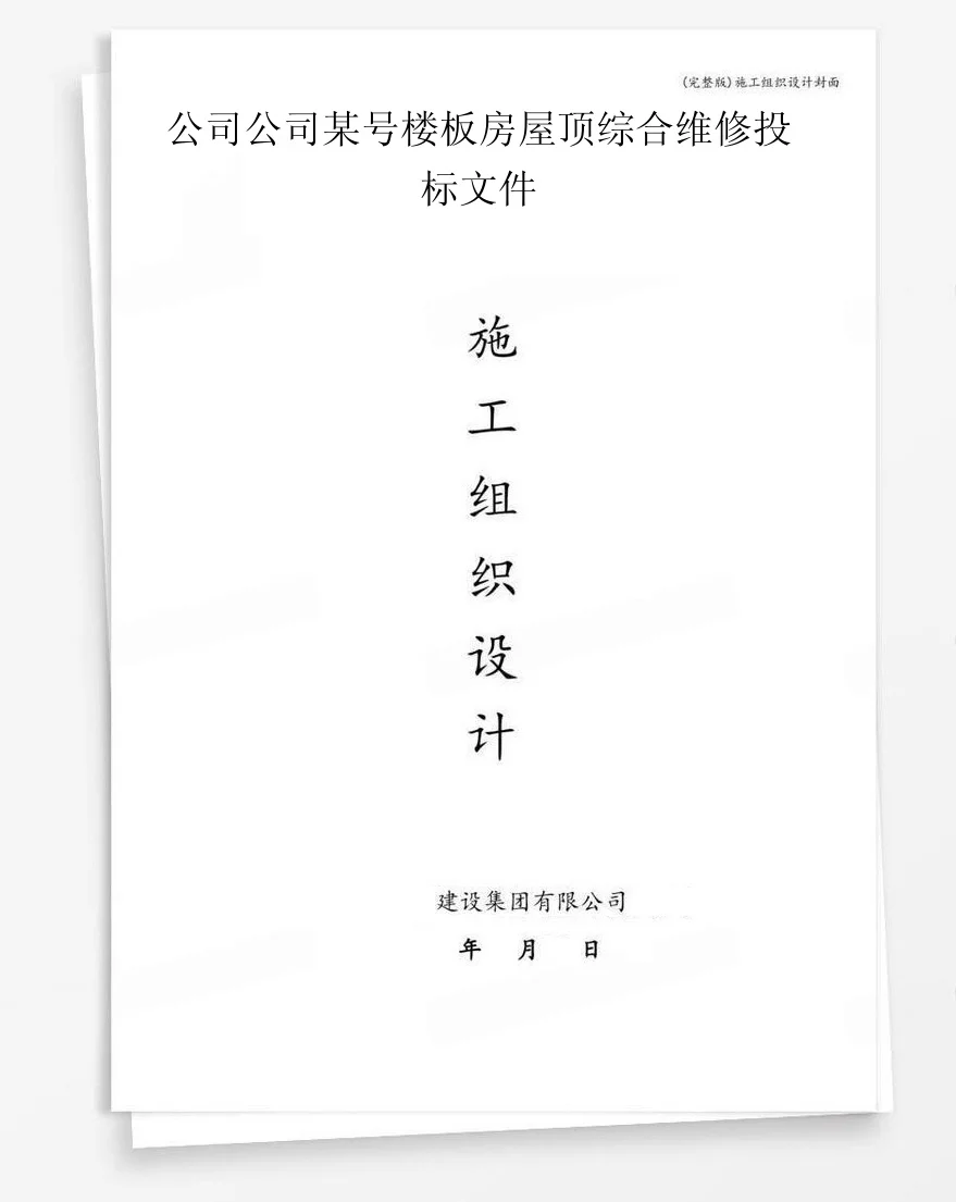 公司公司某号楼板房屋顶综合维修投标文件 封面