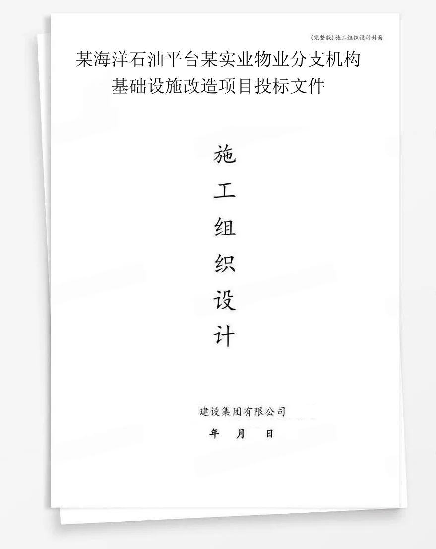 某海洋石油平台某实业物业分支机构基础设施改造项目投标文件 封面